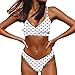 Produktbild Setsail Damen Mode Polka Dot Print Cross Strap Split Bikini High Waist Bademode Neckholder Bikini mit Polka Dots Badeanzug Damen Bikini Set (Weiß, M)