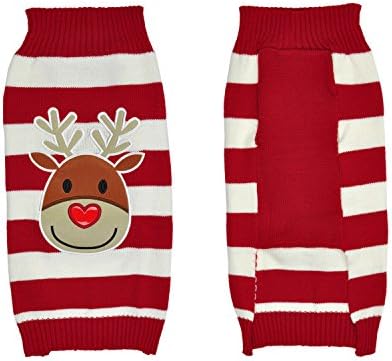 Raking Christmas Knitted Cotton Dog Hoody Turtleneck Sweater Jumper Costume Clothes Apparel Outfit (L, Deer-Red)