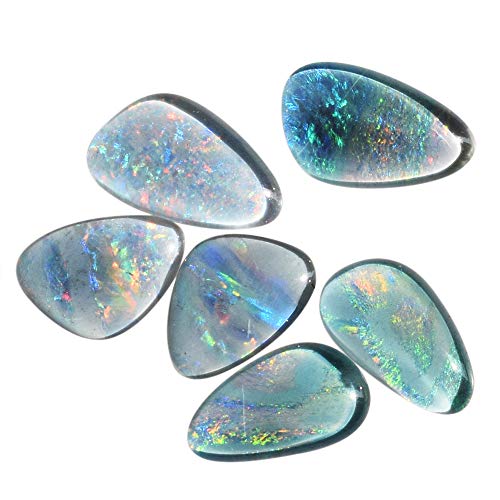 Ag 12235 Feueropal Triplette Cabochon Mehrfarbig Glitzernder Opal Kettenanhänger Schmuckherstellung 6 Stück - 