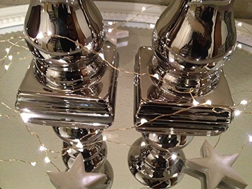 2 Größen KERZENLEUCHTER SILBER KERZENSTÄNDER 1-FLAMMIG STUMPENKERZE (2er Sparset) - 3