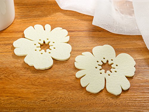 Dulce Cocina Cherry Blossom Polyester Filz Untersetzer Set von 6 – Home/Haus Dekorationen – Gute Drinks saugfähig – Weiß - 3