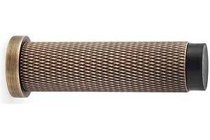 CARLISLE BRASS Alexander & Wilks Brunel KNURLED Door Stop, Skirting Wall Mounted, 75mm Projection (Antique Brass)