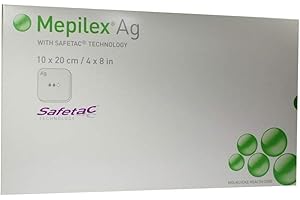 Mepilex 287210 Ag Specialist Foam Antimicrobial Silicone Dressing, Non bordered, 10 cm x 20 cm (Pack of 5)