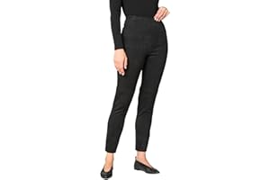 Goldenpoint Donna Pantaloni Slim Straight Effetto Suede con Vita Elasticizzata Senza Cinturino