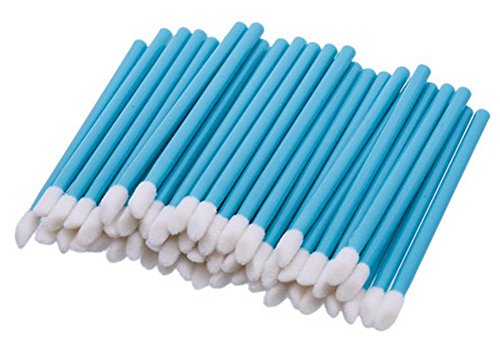 Leisial 100 pcs Disposable Makeup Brushes Make Up Gloss Lips Brush Wands Applicator Lipstick Gloss Applicators Makeup Beauty Tool for Concealer Lips Eye Nose Shadow Eyelash (Blue)