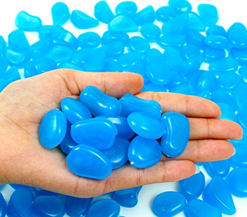 JPSOR 200 Stück kunstliche Blau Leuchtenden Steine für Garten Aquarium - 3