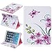 Produktbild Roreikes Apple iPad Air / iPad 5 Hülle, Blumenmuster Muster TPU Leder Flip Magnetverschluss Wallet Kreditkarte ID Card Slots Magnetic TPU Leder Beschützer Tasche Hülle Etui Schale mit Standfunktion Weich TPU Innere Hülle Case leder Flip Beschützer Haut Schutzfolie Case für Apple iPad Air / iPad 5