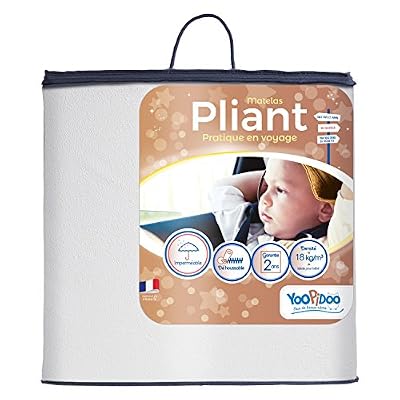 P'tit Lit Yoopidoo - Matelas pliant bébé - 60 x 120 x 5 cm - Anti-acariens - Déhoussable - Confortable - Fabrication française