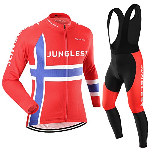 [Größe:S-5XL][option:Trägerhose,3D 2.8cm Sitzpolster] Fahrrad Trikot Langarm Radhose Radtrikot Fahrradbekleidung Herren Männer Hemd mit lange Ärmeln Set Cycling OutdoorTrikots Windjacke Neue
