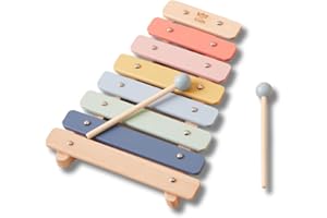 Just Bee Kids Wooden Xylophone With Beaters | Toys For 1 Year Old Girls & Boys | Glockenspiel | Plastic-Free Musical Toy | Pastel Baby Colours | Rounded Edges | 1st Birthday Gifts
