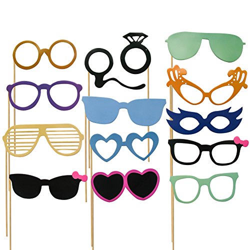 TOAOB Party Foto Fotorequisiten Fotoaccessoires für neujahr hochzeit geburtstag party abschlussfeier etc masken schnurrbart lippen brille krawatte tabakspfeife hüte bärte Photo Booth Props Set Packung mit 44 Stück - 3