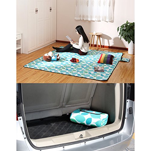 Songmics 200 x 200 cm XXL Picknickdecke Fleece wärmeisoliert wasserdicht mit Tragegriff GCM78Y - 2