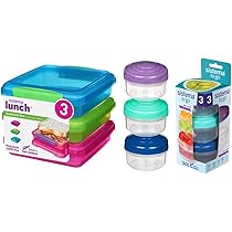 Lunch Box Portapanini 450ml - 3 Pezzi Impilabili Senza BPA, Colorati | Ideale Per Scuola E Ufficio - Foto 2