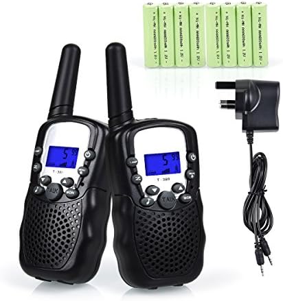 Tyhbelle Walkie Talkies 8 Channel Two Way Radio Wireless 3km Range Kids Walkie Talkie with Built-in Torch for Field Survival Biking and Hiking (Black,1 Pair)