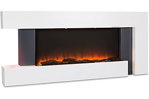 Klarstein Chimenea Electrica, Llama LED con una Potencia de 2000W y Mando a Distancia, Temporizador y Control Automático de Temperatura, Chimenea Interior Casa con Ventilador, Estufas Interior