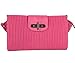 Produktbild Designer Italienische Tasche Leder Handbag geflochtene Look Echtledertasche Handtasche Schultertasche Clutch Umhängetasche Borsetta Pochette Pink Rosa