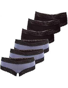 6er Pack Damen Panties Hipster mit verführerischen Spitzendetails