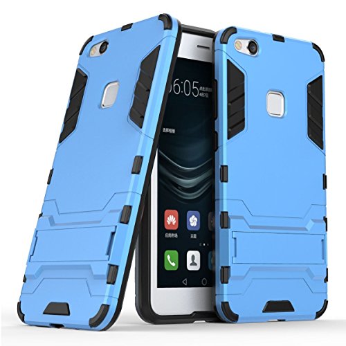 Funda para Huawei P10 Lite  5 2 Pulgadas  2 en 1 H  brida Rugged Armor Case Choque Absorci  n Protecci  n Dual Layer Bumper Carcasa con pata de Cabra  Azul 