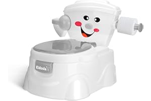 KIDOOLA Potty Training Toilet Seat | Toilet Potty Seat with Splash Guard, Fun Way to Improve Your Child's Development | Portable, Easy to Carry as Travel Potty for Kids 6 Months to 5 Years (Grey)