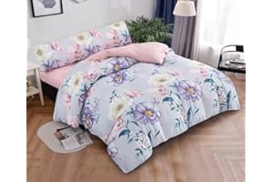 BESCH Juego de Funda Nordica para Cama 150cm 100% Microfibra de Poliester Suave 3 Piezas - Juego de Funda Edredónes 220x240cm y con 1 Funda de Almohada 45x160cm (Flores)