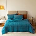 Lunoroey Bedspread Double Size Teal Blue Soft Microfiber Lightweight Quilted Bedspreads Coverlet All Season Bedding Set (1 Quilt, 2 Pillow Shams)