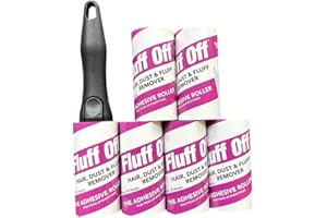 Fluff Off Lint Rollers 6 x 90 Sheet Rolls with handle totalling 540 Sheets of Extra Sticky Lint Roller Refills for Clothes, Pet Hair and Furniture. You've tried the rest now try the best