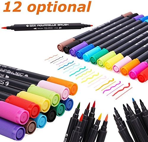 Brush Tip Pens, Dual Brush Pens, Fine Tip Coloring Pens Paintbrush Markers Chalk Pens Designed for Drawing, Sketching, Painting and Colouring Watercolour Effect