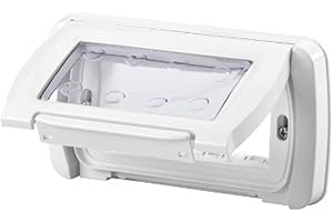 GEWISS DI FAZIO SRL Gewiss Placca Stagna Autoportante 4 Moduli con portello trasparente per scatola di incasso IP55 (GW22461 Bianco Nuvola)