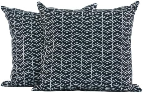 LJ Home Fashions Geometric Square Cushions (Set of 2), 45x45cm, Black/White