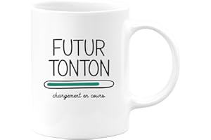 quotedazur - Mug Futur Tonton 2025 Chargement En Cours - Cadeau Annonce Tonton - Annonce Grossesse - Blanc/Céramique