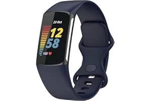 Wownadu Cinturini Compatibile per Fitbit Charge 5 / Charge 6 Cinturino Donna Uomo Silicone Sport Regolabile Ricambio Braccialetto, Accessory Bracciale, S/L (nessun Tracker)