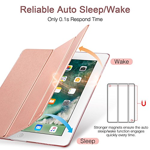 iPad Pro 9.7 Hülle, ESR® Yippee Series Auto aufwachen / Schlaf Funktion Wickelfalz Ledertasche mit Lichtdurchlässig Rückseite Abdeckung Leichtgewicht Schutzhülle für iPad Pro 9.7 Zoll (Rose Gold) - 3
