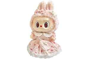 HQRKOTM Labubu vetement de 38 cm, adaptés aux poupées labubu de 38 cm, 1 robe avec sac à bandoulière en forme de cœur et 1 accessoire pour cheveux avec nœud