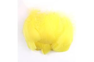 DUORIES 100 Piume Colorate per Fai da Te,Piume D'Oca Naturali,Piume D'Oca Indiane,per Fai da Te,Maschere,Cappelli,Orecchini,Ornamenti per Capelli,acchiappasogni,Matrimoni,Carnevale,Feste,7-12 cm,Giallo