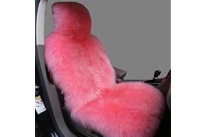 Sisha-A Winter Warm Authentic Australia Sheep Wool Car Seat Cover Luxury Long Wool Front Seat Cover Fits Most Car, Truck, SUV, or Van (Pink)