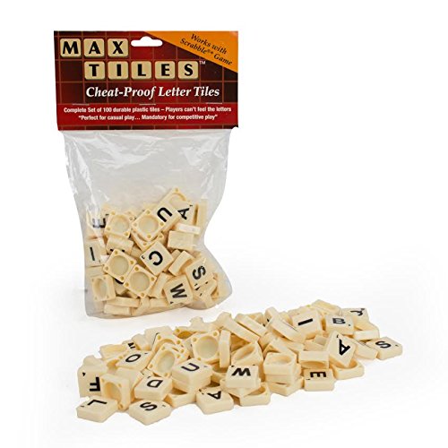 Preisvergleich Produktbild Max Tiles CheatProof Scrabble buchstabensteine, set 100, weißer Kunststoff