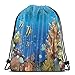 Produktbild Jiger Drawstring Tote Bag Gym Bags Storage Backpack, Majestic Universe Deep Underwater World Exotic Coral Reef with Sea Creatures Nature,Very Strong Premium Quality Gym Bag for Adults & Children