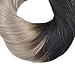 Sunny 120g/7pcs Dip Dyed Hair Extensions Clip Natural Black to Grey Remy Straight Human Hair Clip in Extensions 20inch