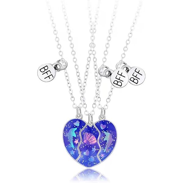 Hifot Collana Dell'Amicizia A Forma Di Puzzle Cuore Per 2 – Regalo Per Bimba E Ragazza, Colore Argento, Lunga 51 Cm - 4
