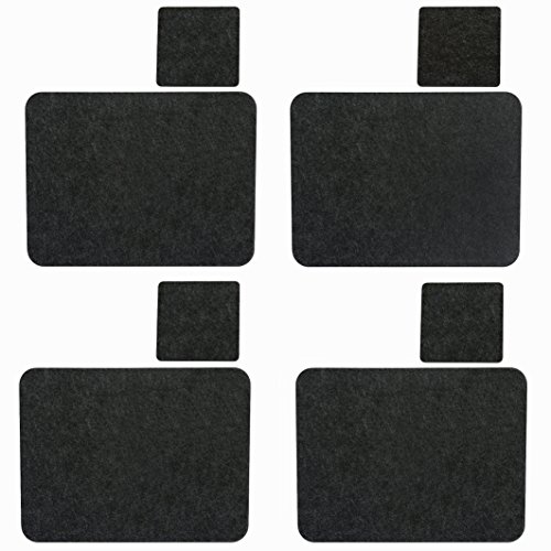 Oblique-Unique® Filz Platzmatten & Filz Untersetzer - Set für 4 Personen in edlem Dunkelgrau