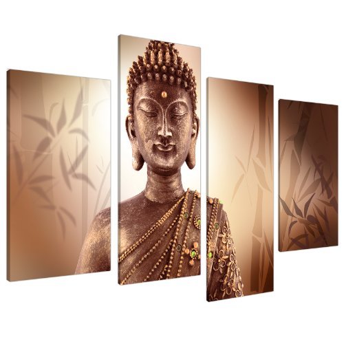 Wallfillers Cuadros en Lienzo Grande Buda Marrón Imagenes XL Bambú Zen 4101