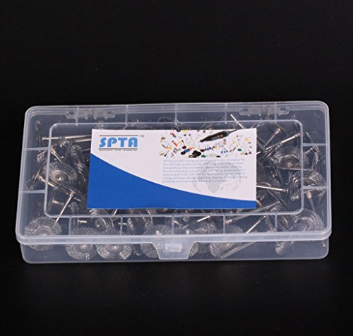 SPTA 80tlg 22mm T-Stil Edelstahl-Drahtbürsten 1/8″(3mm) Schaft fur Dremel,Proxxon Dremel Kabelgebundenes Multifunktionswerkzeug Schleifen, Schleifen, Polieren–3mm Schaft - 2