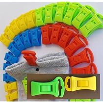 Lot De 50 Pinces à Chaussettes Pour Lave-linge Et Sèche-linge - Colorées (5 Couleurs) - Avec Crochet - Plastique Résistant