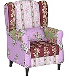 Sitzbreite: 46 cm vidaXL Sessel Patchwork Bunt Baumwollbe Relaxsessel Ohrensessel Polstersessel