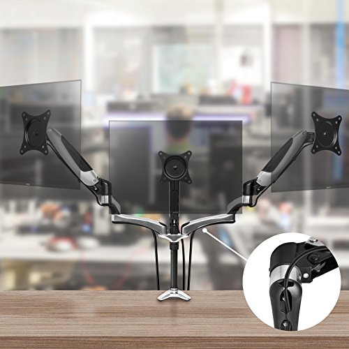 Duronic DM653 Monitor-Tischhalterung für drei LCD/LED Computer Bildschirme / Fernsehgeräte, mit Höhenverstellung durch Gasspannungsregelung / Neig, Schwenk und Rotierfunktion - 5