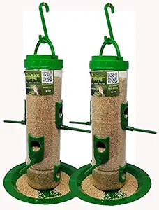 Amijivdaya Large Bird Feeder (Green, Transparent) - Pack of 2
