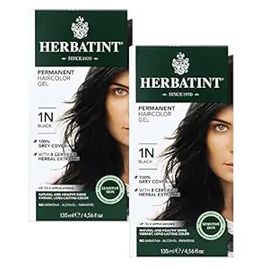 Herbatint Permanent Herbal Hair Color Gel, Black, 1N, 2 pk