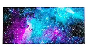 Extended Gaming Mouse Pad Mat- Large Desk Mat Non-Slip Rubber Base Computer Desktop Laptop Keyboard Mouse Mat with Stitched Edges, 35.1 x 15.75 in Long XXL Waterproof Mousepad for Work & Game, Galaxy