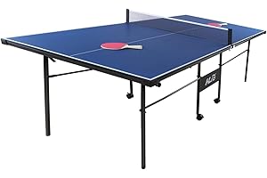 HLC 7FT Table Tennis Table Outdoor Mini Junior Compact Folding Ping Pong Table Indoor with Ping Pong Racket and Net for Kids/childrens' Gift,Blue