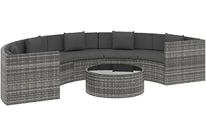 vidaXL 6 Piece Garden Lounge Set with Cushions Outdoor Terrace Patio Segment Corner Sofa Coffee Table Pillow Furniture Poly Rattan Grey